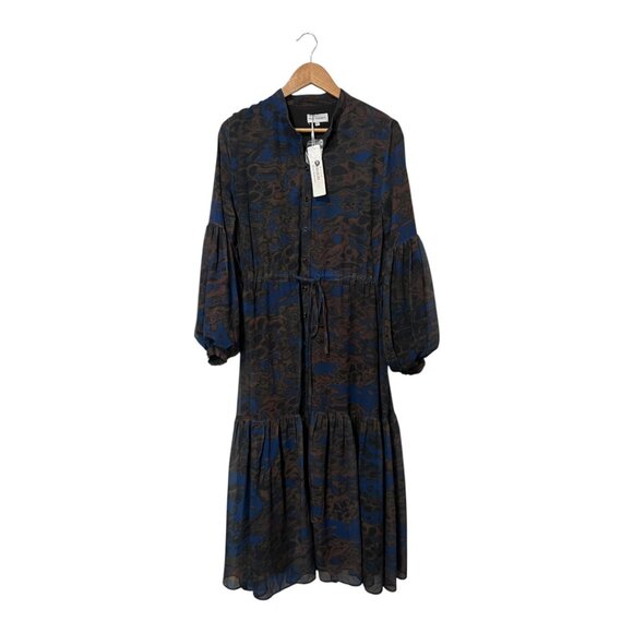 Paper Parachute Maxi Dress Button Up Chiffon Tiered Size XS Modest New - Picture 2 of 7